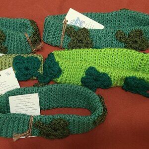 Hand-Crocheted Dog Collars for St. Patrick's Day